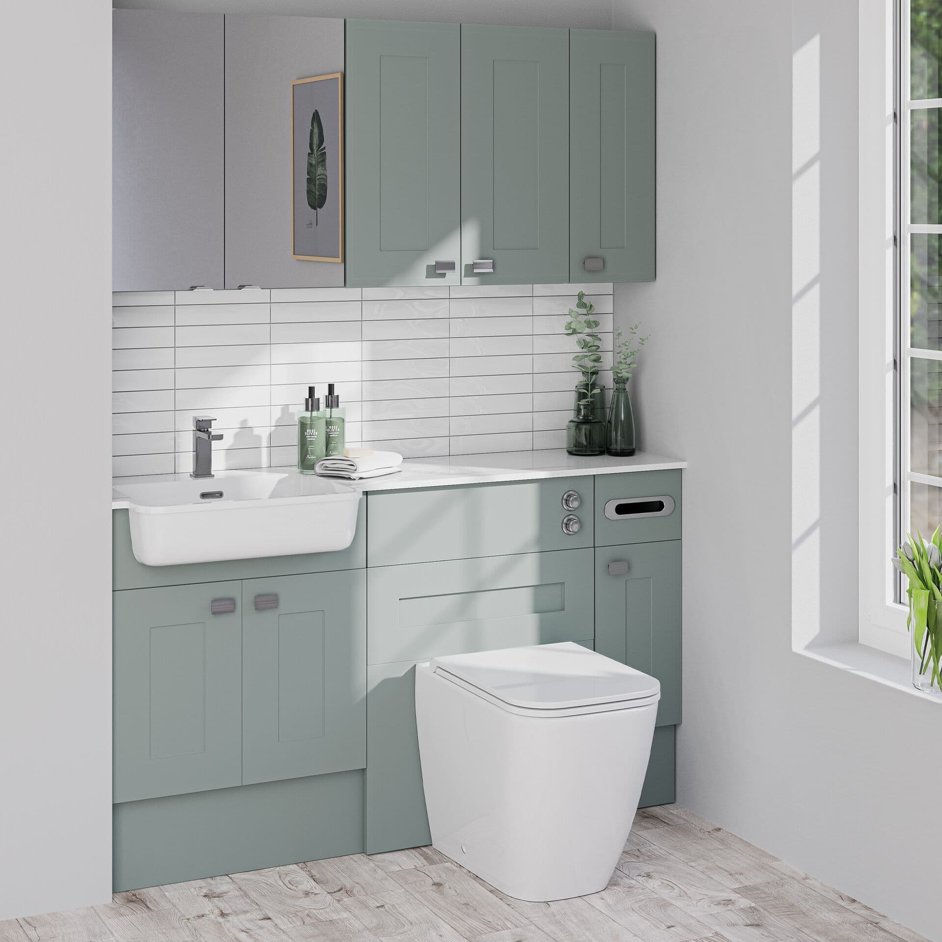 Fjord blue fitted bathroom by Platinum Interiors