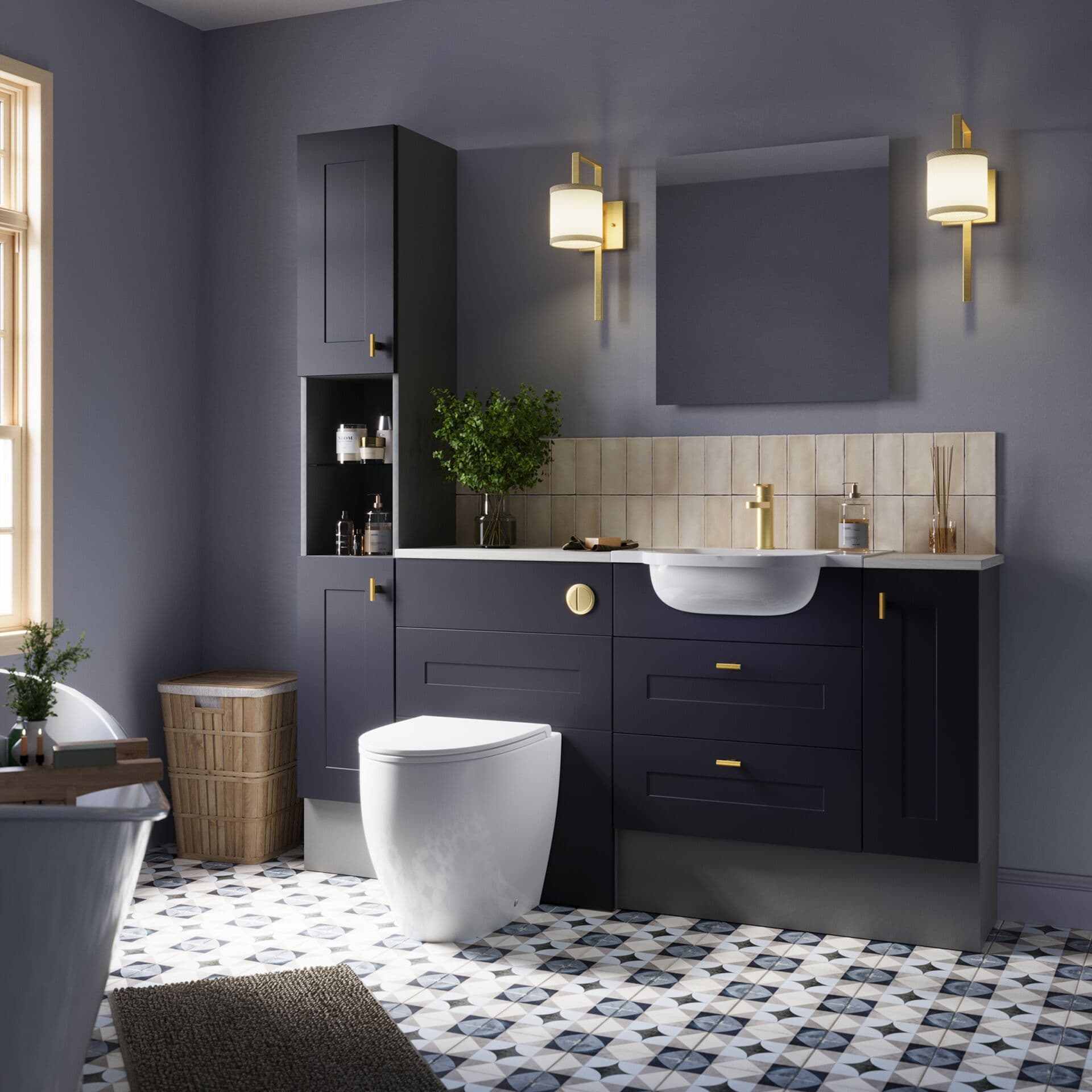 Indigo fitted bathroom suite