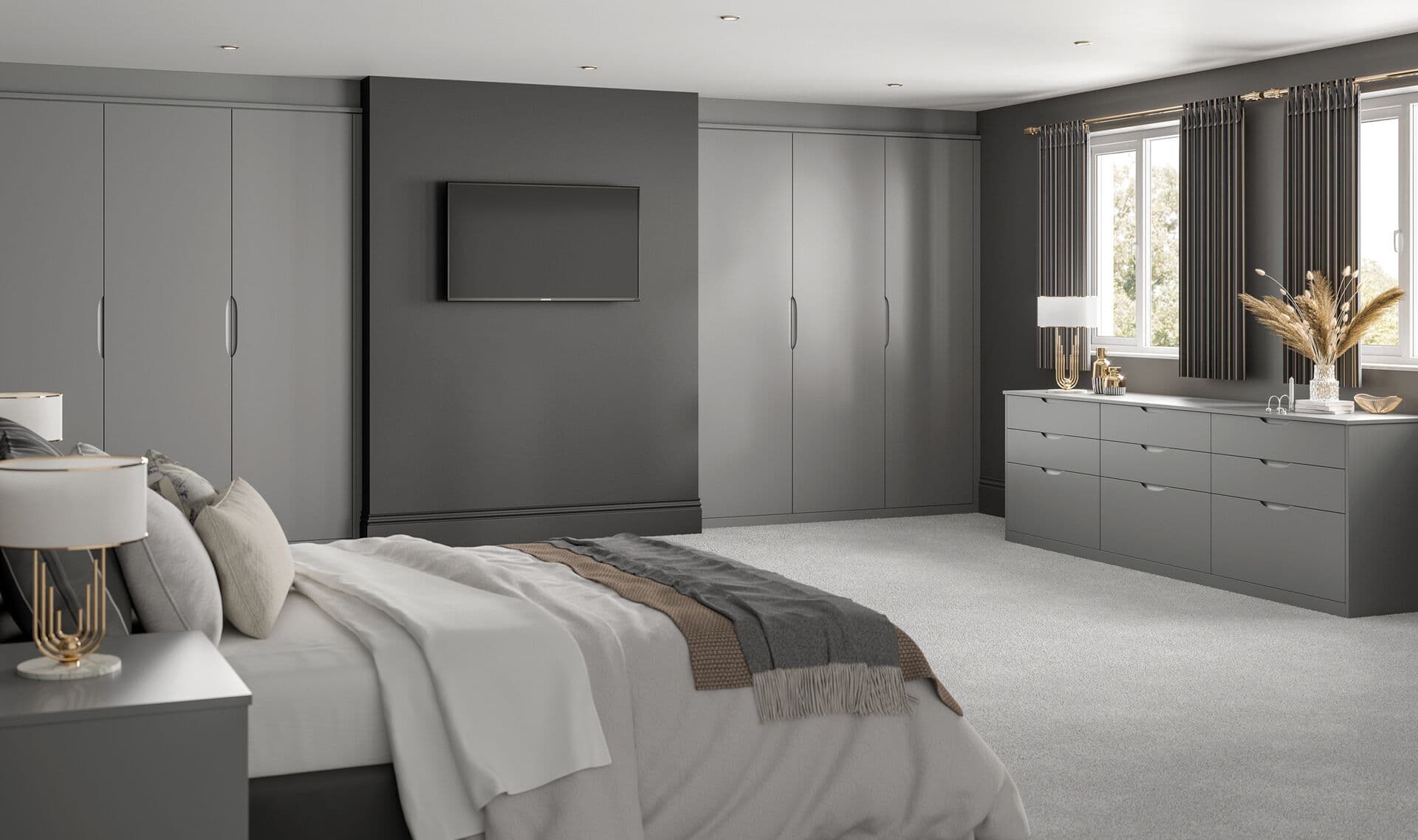Dust grey fitted bedroom storage