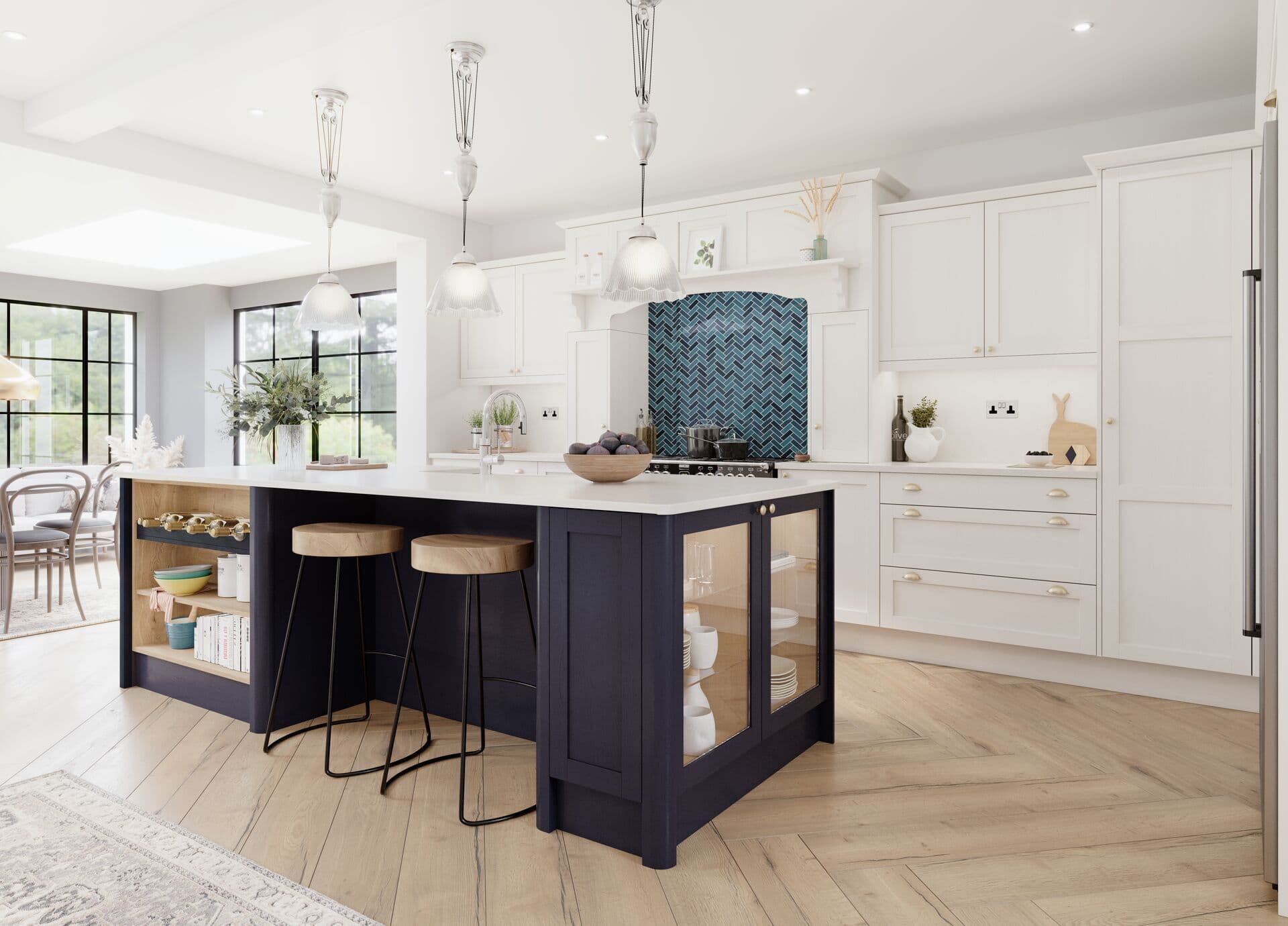 Chalk and indigo shaker kitchen by Platinum Interiors