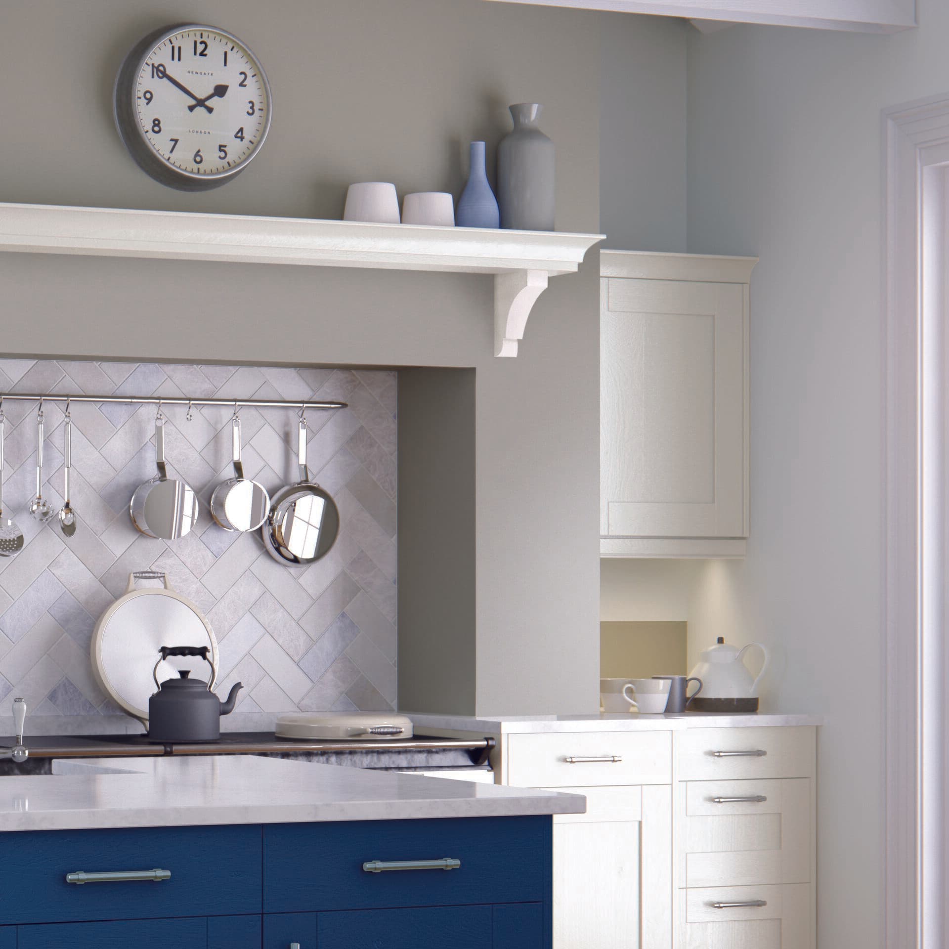 Ivory and sapphire kitchen design