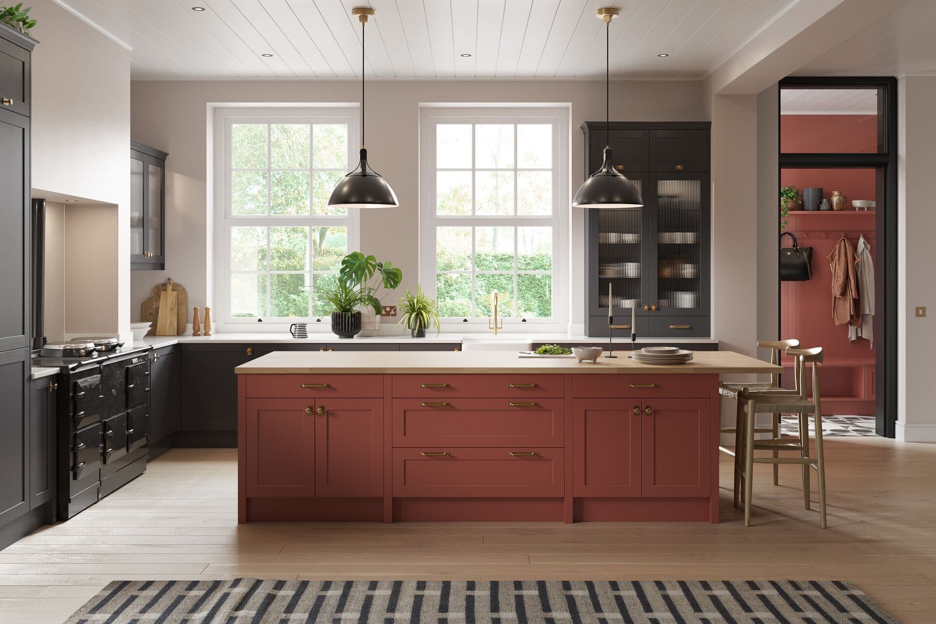 Charcoal and tuscan wood kitchen